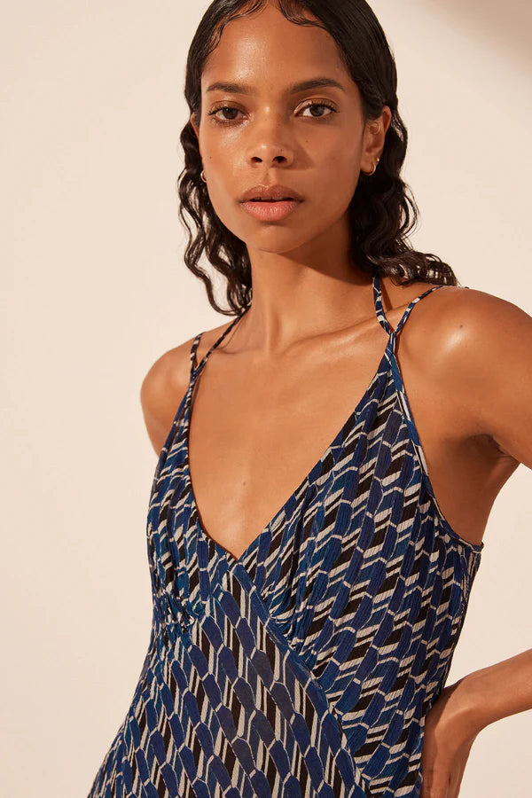 Shona Joy Renata Layered Halter Plunged Slip Maxi Dress.