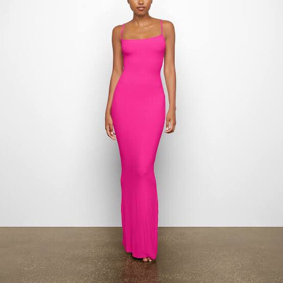 Skims Soft Lounge Long Slip Dress - Hot Pink